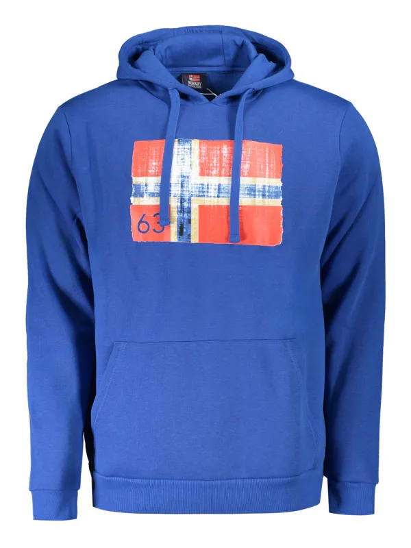 NORWAY 1963: Blauer Kapuzenpullover mit Logo & Tasche