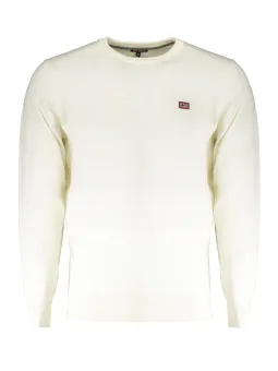 "Beiger Rundhals-Pullover mit Norway 1963 Stickerei"