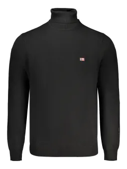 "Norway Rollkragenpullover Schwarz mit Logo-Stickerei 1963"