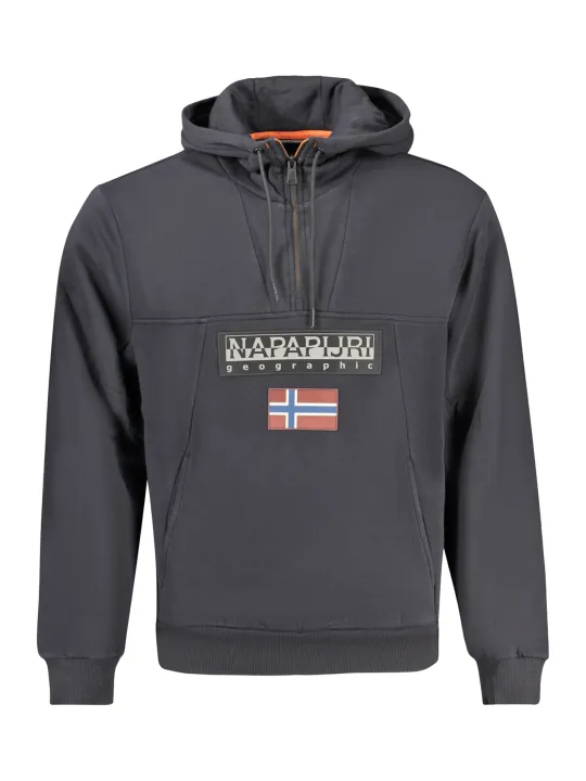 "Napapijri Sweatshirts im Sale | Kapuzensweatshirt RelaxFit Bio-Baumwolle mit Taschen und Reißverschluss online kaufen"|Planet-Deluxe