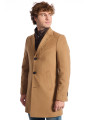 Top-stitched braunes Wollmantel doppeltbreit