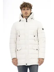Weißer Oversized Pufferjacke mit Kragen