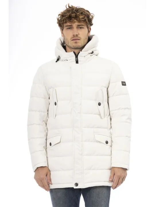Weißer Oversized Pufferjacke mit Kragen