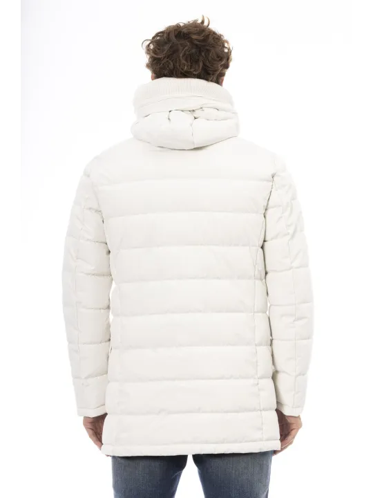 Weißer gesteppter Herren-Puffer-Mantel