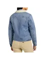 Blaue Jeansjacke mit Fellkragen