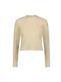 Beiges geripptes kurzes Lee T-Shirt
