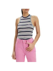 Geripptes blau-weißes Tanktop mit Racerback