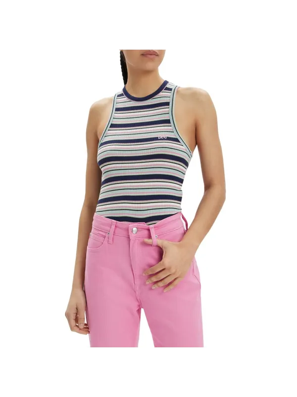 Geripptes blau-weißes Tanktop mit Racerback Geripptes blau-weißes Tanktop mit Racerback