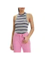 Geripptes blau-weißes Tanktop mit Racerback
