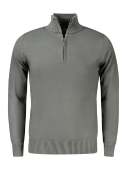 Langarm-Pullover mit Sticklogo & Halb-Reißverschluss