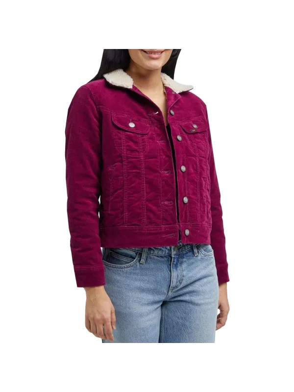 Pinke Cordjacke mit Kunstfellkragen Pinke Cordjacke mit Kunstfellkragen