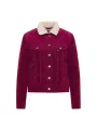 Pinke Cordjacke mit Kunstfellkragen