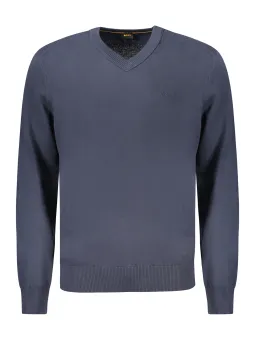 Langarmshirt mit V-Ausschnitt & Logo-Stickerei von Boss