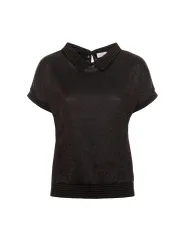 Braun meliertes V-Ausschnitt Poloshirt
