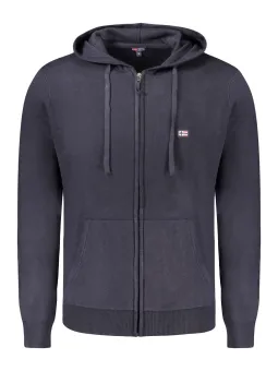 "Navy Kapuzencardigan: Mit Taschen & Stickerei - Pullover"