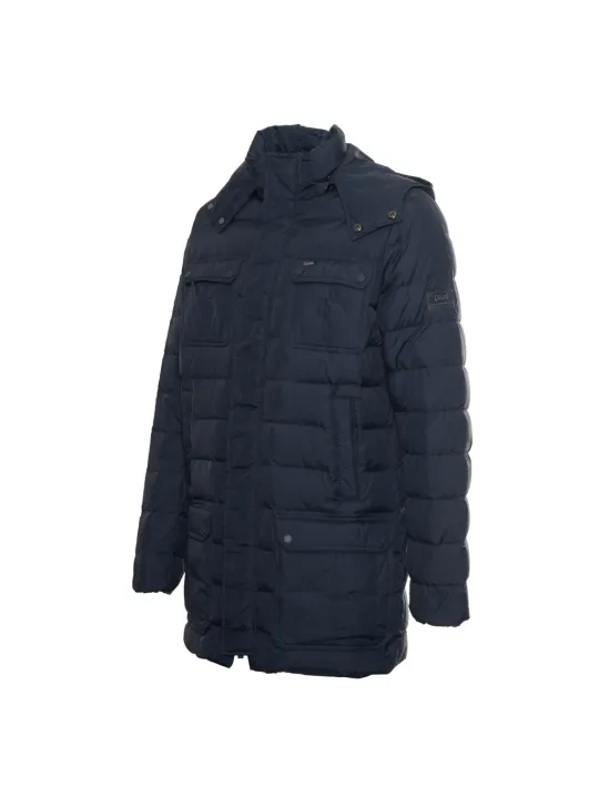 Marineblaue, gepolsterte Herrenjacke