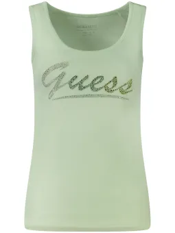 GUESS Bio-Baumwolle Tanktop mit Strass & Logo - Elegant & Eco