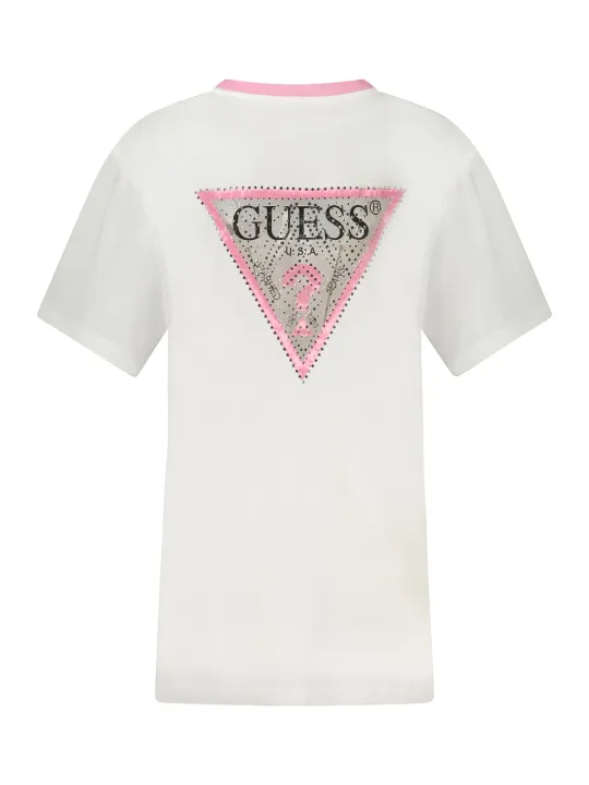 Guess Jeans T-Shirt: Bio-Baumwolle, Print & Strasssteine