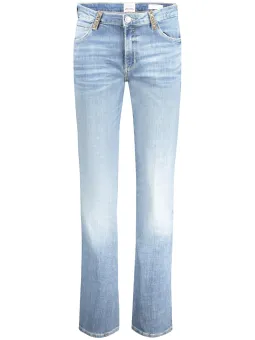 GUESS Damen Mid Rise Straight Jeans mit Strass & Faded Look