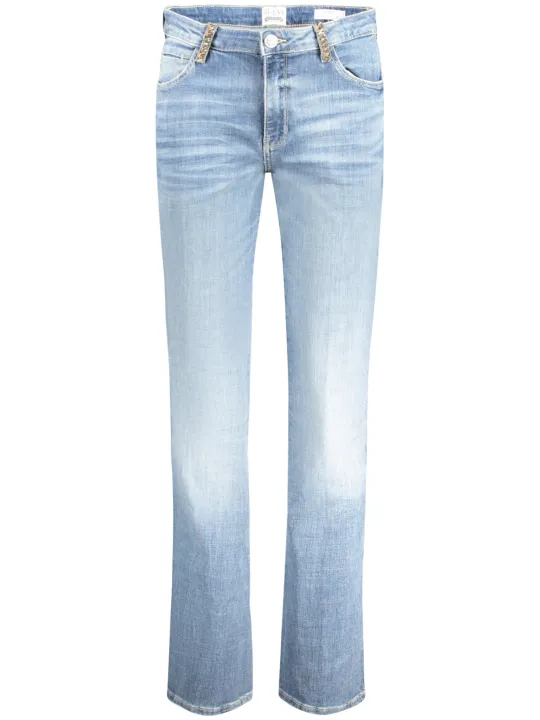 "GUESS JEANS Jeans im Sale | GUESS JEANS Damen Mid Rise Sexy Straight Jeans W4RA15D5922_AZGOM3 - 5-Pocket-Design, Faded-Effekt, Strass-Applikationen, Knopf-  online kaufen"|Planet-Deluxe