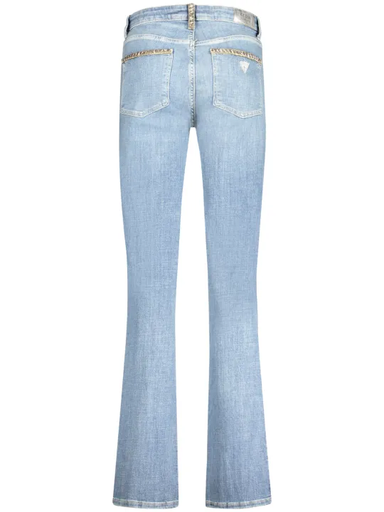 "GUESS JEANS Jeans im Sale | GUESS JEANS Damen Mid Rise Sexy Straight Jeans W4RA15D5922_AZGOM3 - 5-Pocket-Design, Faded-Effekt, Strass-Applikationen, Knopf-  online kaufen"|Planet-Deluxe