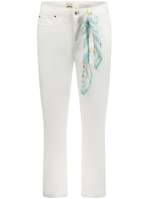 "GUESS JEANS Jeans im Sale | GUESS JEANS Damen Skinny High Jeans mit 5 Taschen, Knopf und Reißverschluss, abnehmbarem Schal und Logo - Modell W4GA91W93CE_BI online kaufen"|Planet-Deluxe