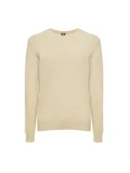 Beiger Strickpullover mit Rippbündchen