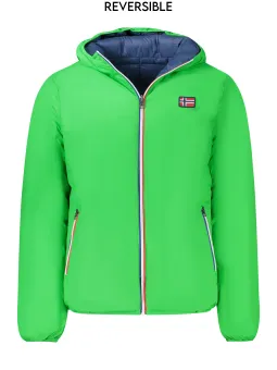 "Wendbare Kapuzenjacke Grün/Blau mit Taschen & Reißverschluss"