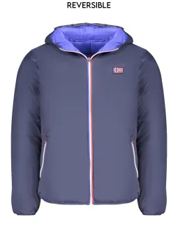"Wendbare Blaue Kapuzenjacke mit 4 Taschen & Logo"