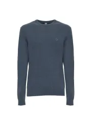 Grauer Wollpullover mit Logo-Detail