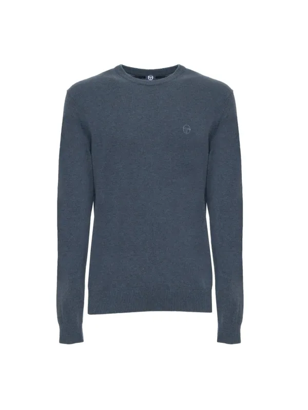 Grauer Wollpullover mit Logo-Detail