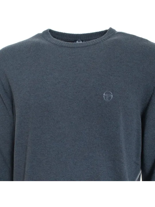 Dunkelgrauer Herren-Crewneck-Pullover mit Logo