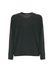 Grüner Strickpullover mit V-Ausschnitt