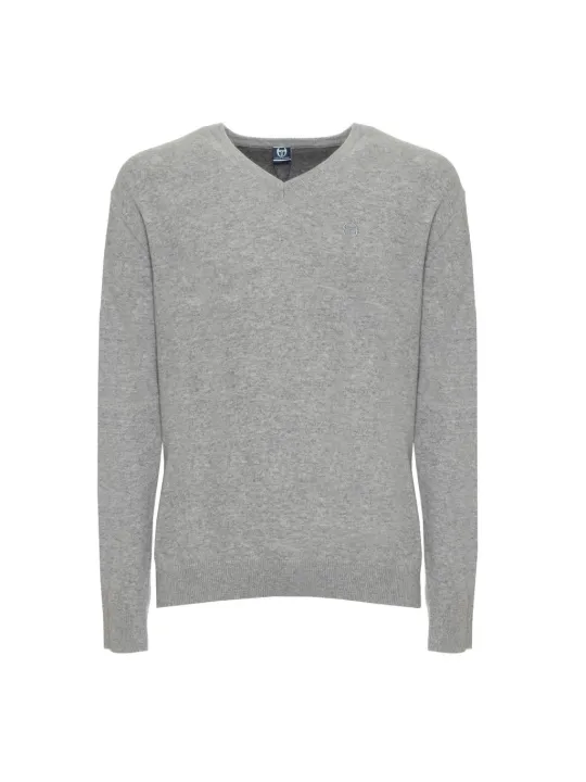 Grauer Sergio Tacchini Strickpullover Wolle