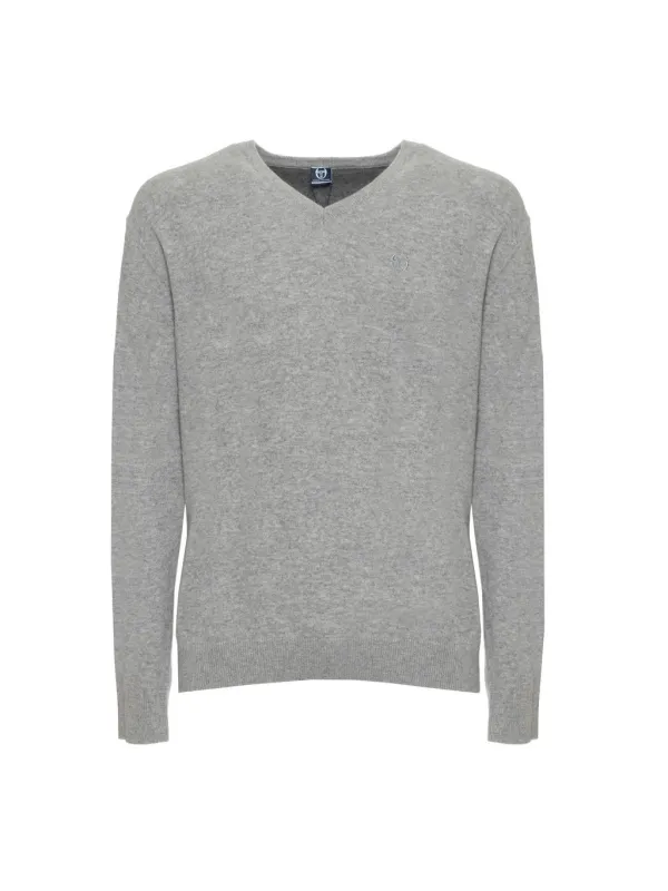 Grauer Sergio Tacchini Strickpullover Wolle Grauer Sergio Tacchini Strickpullover Wolle