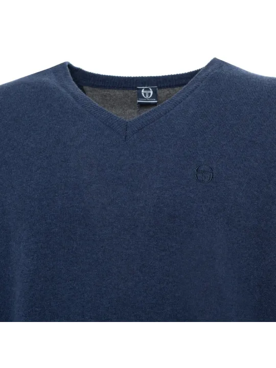 Blauer Sergio Tacchini V-Pullover Baumwolle