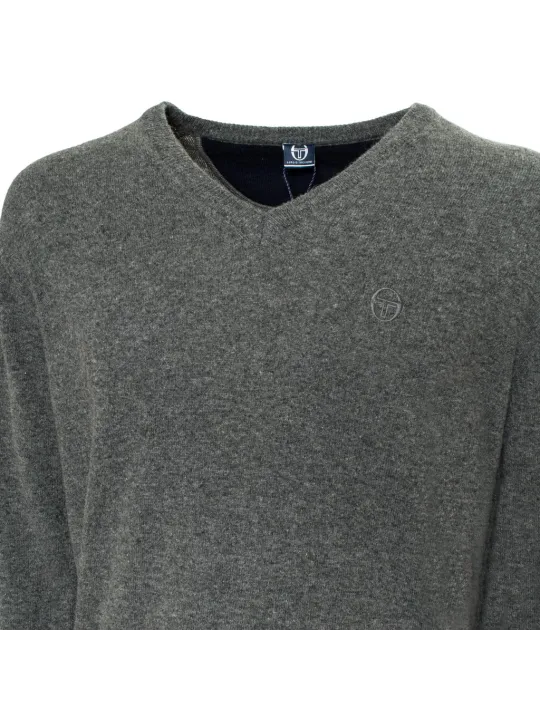 Grauer Sergio Tacchini Pullover mit V-Ausschnitt