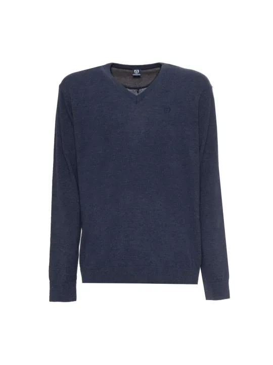 Marineblauer Kaschmir V-Ausschnitt Pullover