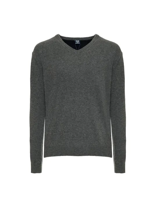 Grauer V-Ausschnitt Pullover Sergio Tacchini