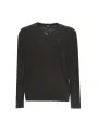 Grüner Wollpullover mit V-Ausschnitt
