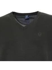 Dunkelgrüner V-Ausschnitt Wollpullover Sergio Tacchini