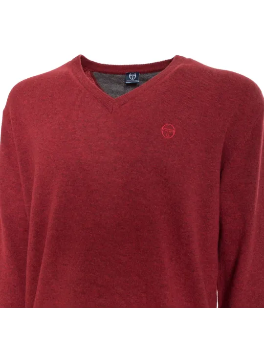 Rotes V-Ausschnitt Langarmshirt Sergio Tacchini