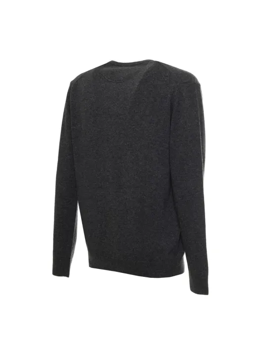 Grauer Kaschmir Strickpullover Rückansicht