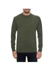 Grüner Strickpullover mit Rippenstruktur