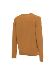 Gelber Strickpullover mit gerippten Bündchen
