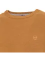 Tan Rundhals-Rippstrickpullover mit Logo