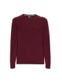 Bordeauxfarbener gerippter Rundhals-Pullover