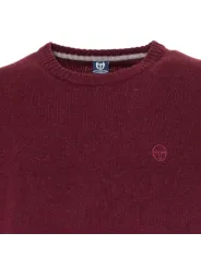 Burgunderfarbener Wollmischung hoher Kragen Pullover