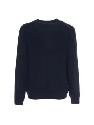 Marineblauer Baumwollpullover mit Rundhalsausschnitt