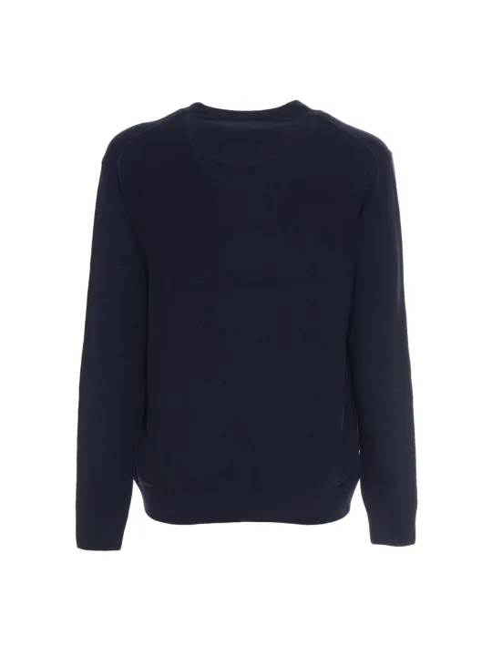 Marineblauer Baumwollpullover mit Rundhalsausschnitt
